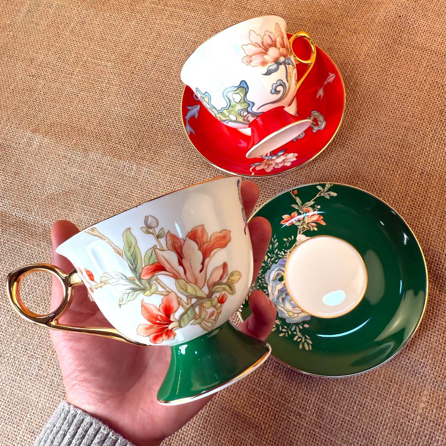 İtalyan Altın Kaplama Çay ve Salep Seti - 1