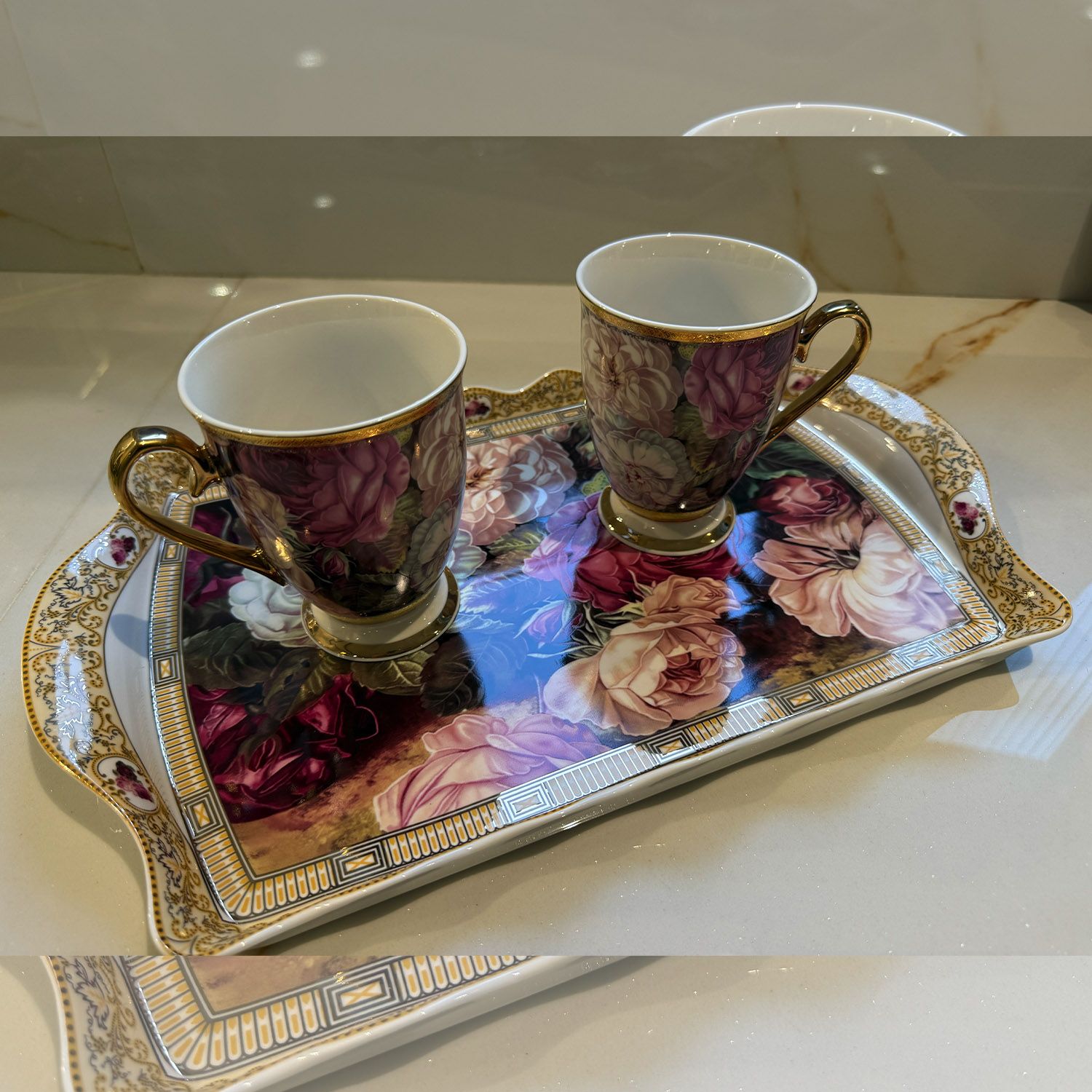 Roza Porselen Tepsi - 1