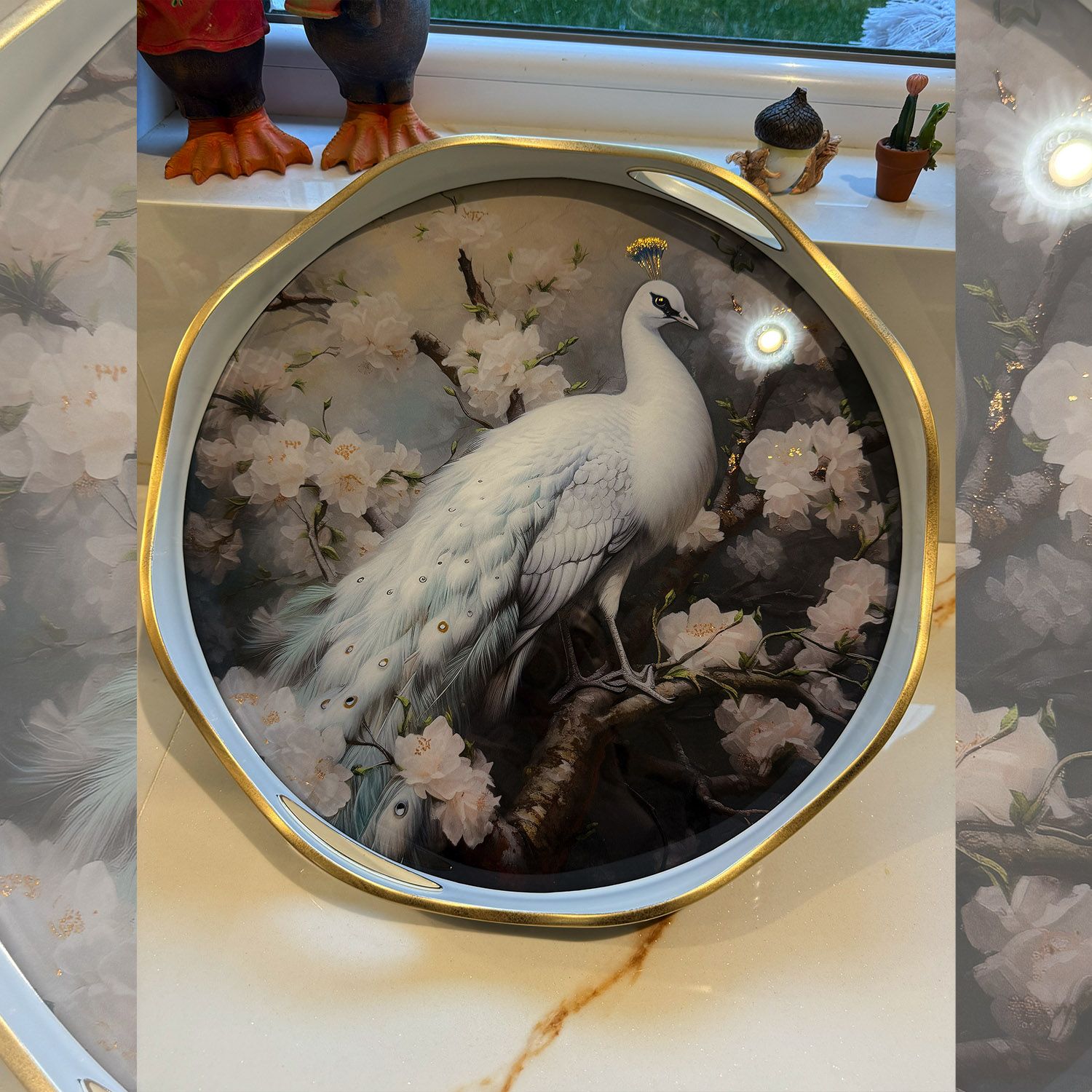 Tavus Kuşu Cam Tepsi - 1